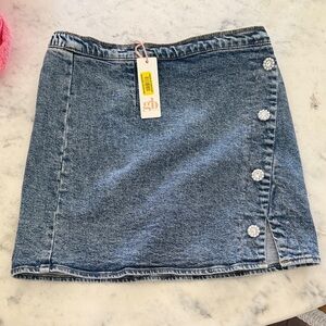 Giani Bernini Blue Denim Mini Skirt with Decorative Buttons
